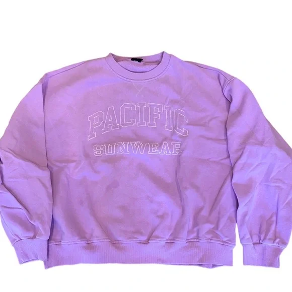 PacSun Tops Pacsun Purple Oversized Cozy Embroidered